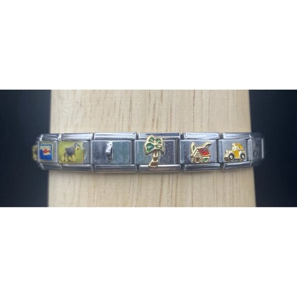 Italian Charm Bracelet 20 Link I Love Tony Tiger Pepsi Hershey Kiss Many Brands - Picture 3 of 11